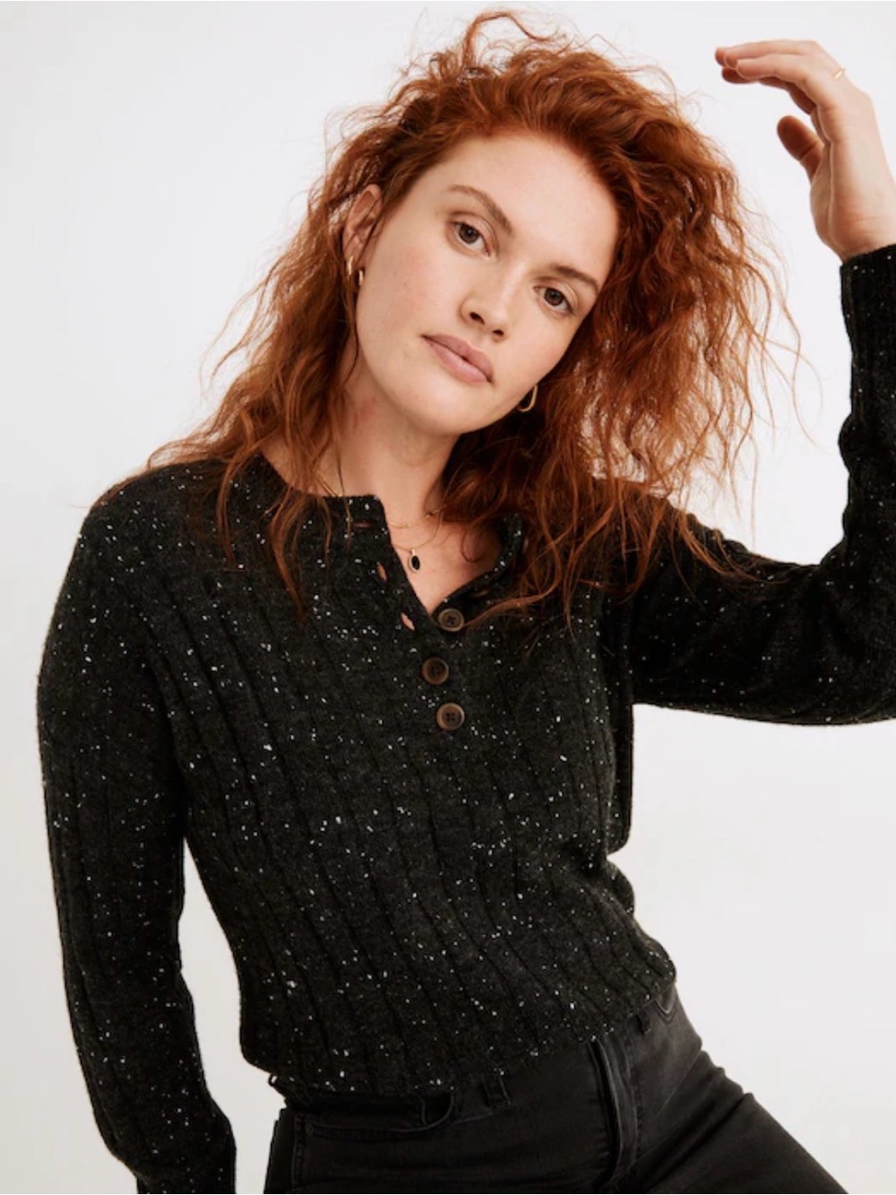 Madewell | Donegal Bowden Henley Sweater in Coziest Yarn Women Size small